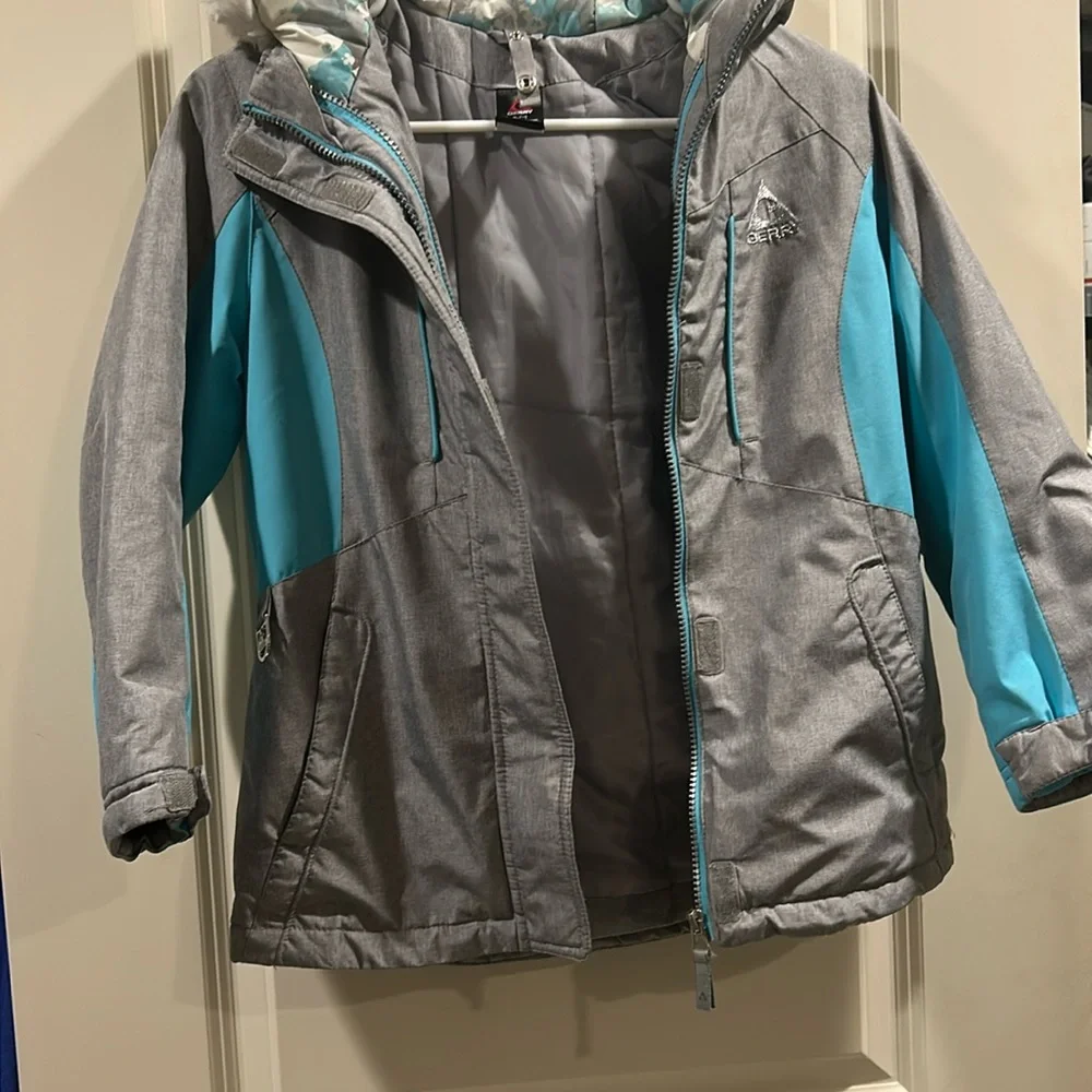 Gerry Girls ZipUp Winter Snow Ski Jacket Hood faux fur trim pockets size S 7/8